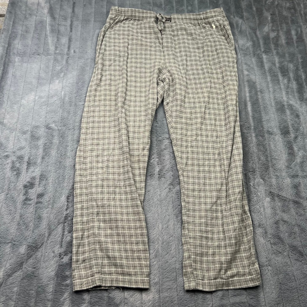 Polo Ralph Lauren Mens Grey Plaid Cotton Sleepwear Pajama Pants Size M 15029